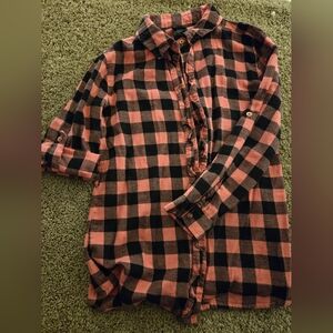 Flanel Plaid Button-Up Shirt/Tunic
